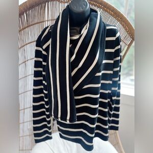 Goen. J Women's Wrap Scarfed Sweater Striped  Asymmetric Cotton Blend Size US 6